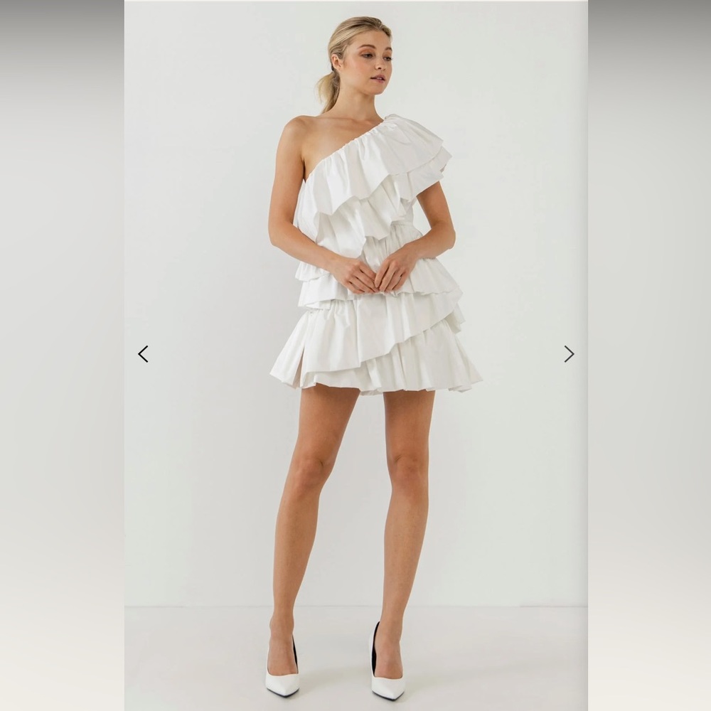 Endless Rose One-Shoulder Ruffled Mini Dress Size XS